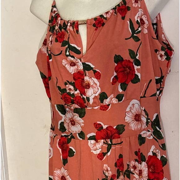 New Anne Morgan Collection floral A-line coral shift Maxi dress 1X - Picture 3 of 17